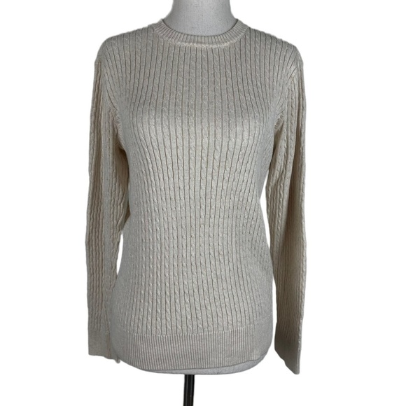 Jeanne Pierre Cream Crew Neck Sweater - Picture 1 of 8